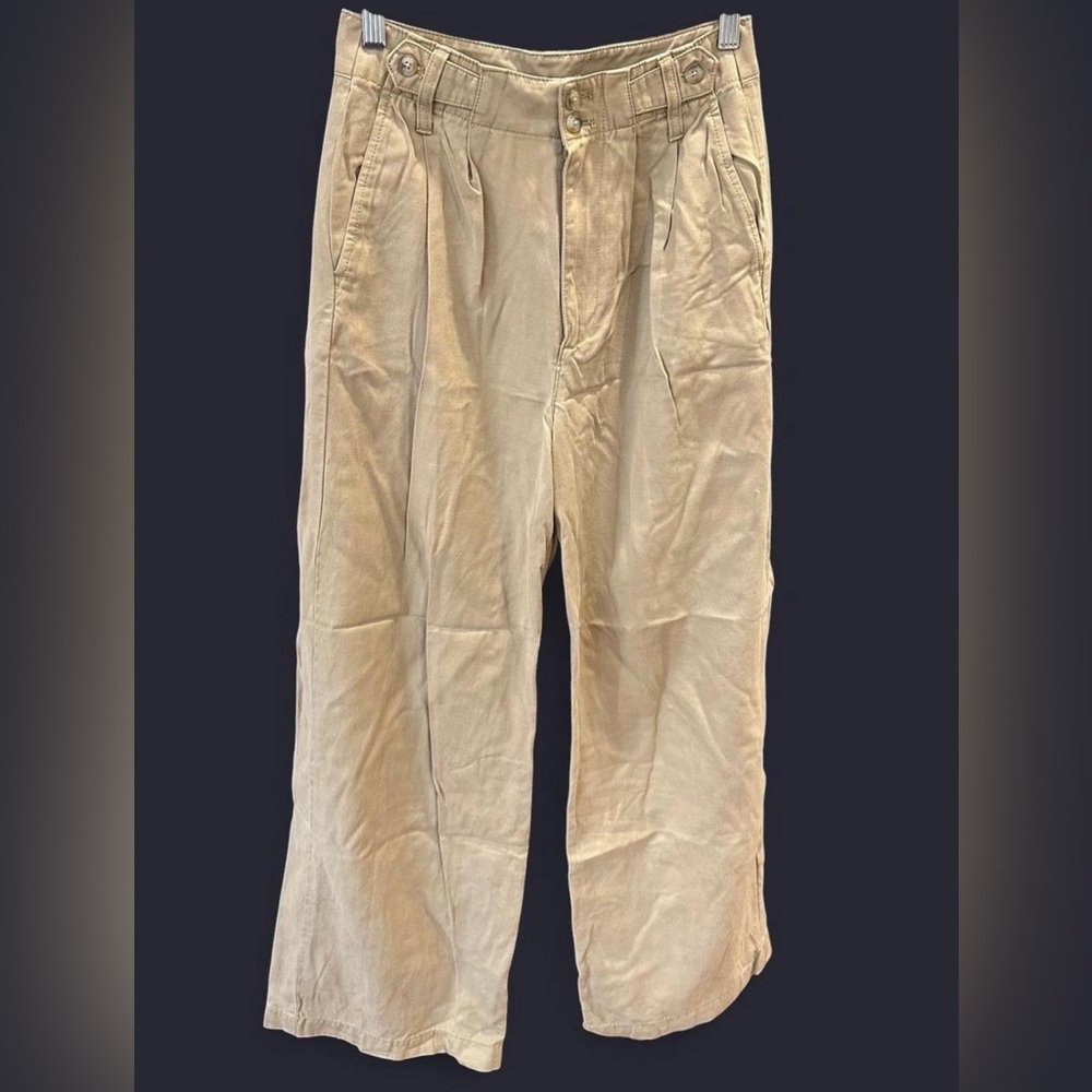 Madewell tan wide leg trousers